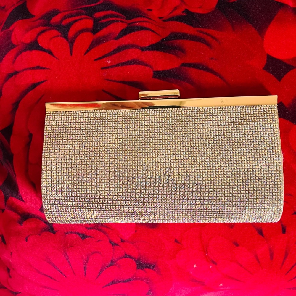 David's Bridal Sparkling Silver Clutch